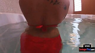 amateur thai teen couple foreplays poolside then bangs outdoors