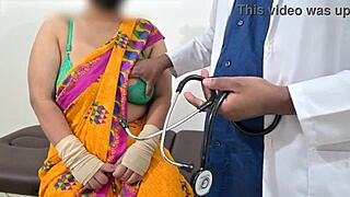 in the hospital, doctor gropes and checks telugu aunty's huge boobs as nurse watches