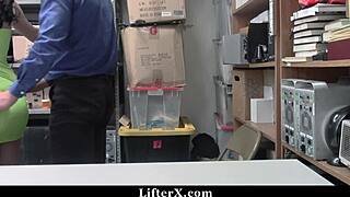 guard catches teen shoplifter in garage. strips her for hardcore doggystyle punishment.