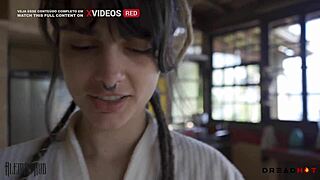 dreadlocked hottie turns off pau's alarm by sitting on him