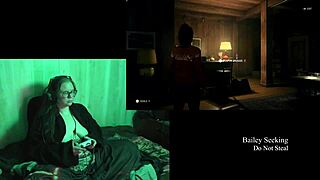 oh man playing alan wake 2 naked part 2 got me so horny with my big tits belly out