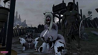 chubby elf bound tight rides monster orc cock cowgirl with huge jiggling tits bouncing wildly