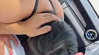 pulled over for sloppy car pov deepthroat on huge cock