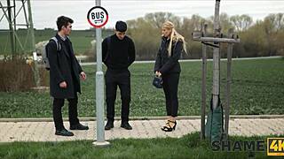 shame4k threesome rocks with horny mrs principal in stockings