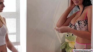 Lesbian teen student licks and fingers milf teacher's big tits