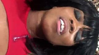 italian machine hammers fresh ebony milf's pussy to cumshot climax