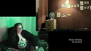 oh man playing alan wake 2 naked part 2 got me so horny with my big tits belly out