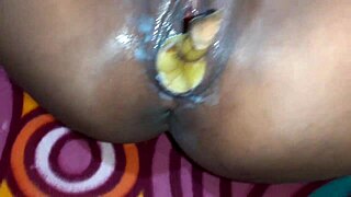 Lonely indian girl stuffs banana deep in her horny pussy xxx 🍌💦.