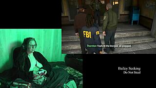 oh man playing alan wake 2 naked part 2 got me so horny with my big tits belly out