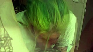 Shemale pounds lesbian gf and male in bareback anal creampie threesome orgy