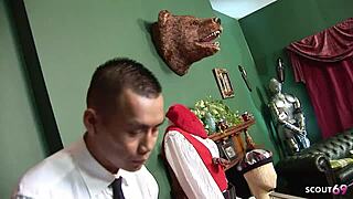 Blonde Cougar Wife Seduces Asian Boy For Store Cheating Fuck Huge Saggy Tits