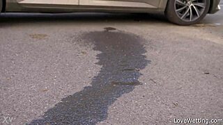 Sally squats outdoors for steamy public pissing