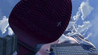 i tower over city crushing buildings under my huge feet