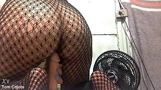 morena with huge natural tits masturbates wet pussy with dildo at home