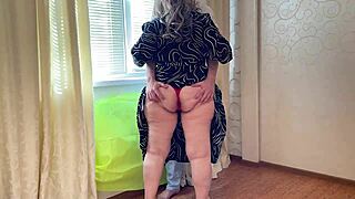 Stepmom, your big ass sucking my cock feels too good before anal!