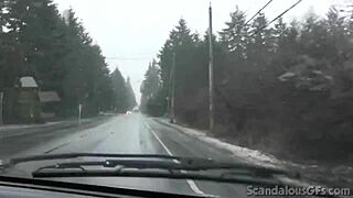 whoa teen babe fingers pussy in car toys out 😈🔥 public fun!!