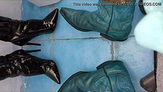 Intense Pee Drenching Massive Ass in Shiny Ankle Boots and Spike Heels Dripping Everywhere