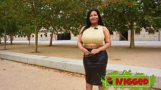 Thick Dominican whore Jenifer begs for street BBC pounding her giant boobs