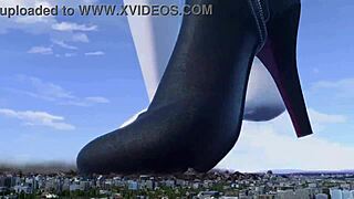 i tower over city crushing buildings under my huge feet