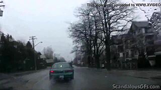 whoa teen babe fingers pussy in car toys out 😈🔥 public fun!!