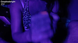 Milf's Deepthroat Suck in UV Glow with Bright Lipstick Tempts You