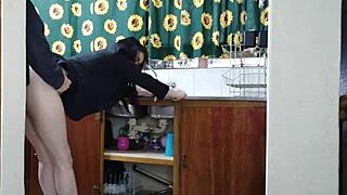 Young Tattoo Lady Bends for Boss's Doggystyle Pussy Fuck and Handjob