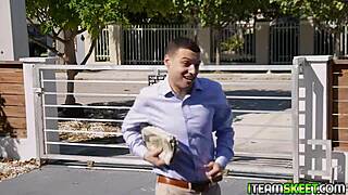 Holy shit, nosy neighbor yanks out cock and doggystyles sexy babe Binky Beaz hard!