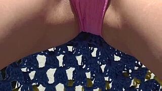 Rubbing Creamy Lotion Over Tits While Sunbathing Publicly