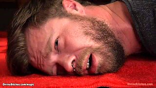 Ever wondered how a bound slave chokes on domme's strapon deepthroat?