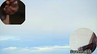 Sexy ebony teen loves two big black cocks