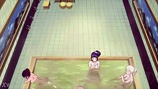 kunoichi sneaks nude cheat in bathroom hentai style