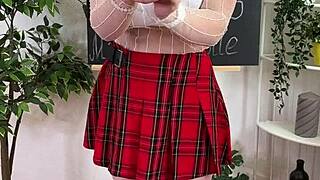 curvy mature teacher plugs butt in sexy lingerie and stockings