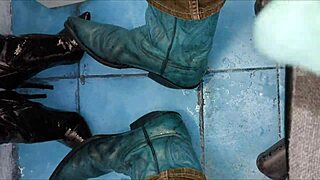 Intense Pee Drenching Massive Ass in Shiny Ankle Boots and Spike Heels Dripping Everywhere