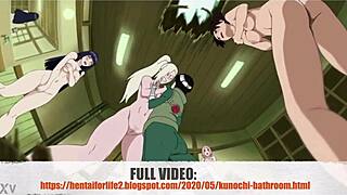kunoichi sneaks nude cheat in bathroom hentai style
