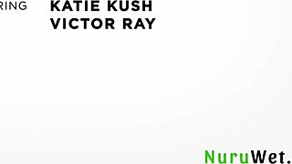 katie kush slurps victor ray's huge cock balls in wet nuru massage fuck