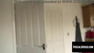 Blonde sub bound rides old maledom's monster cock doggystyle!