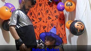 i couldn't resist fucking that lil halloween witch latina's ass in see-through red