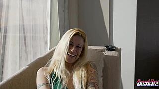tattooed blonde cindy crawford gets banged hard and gulps down cum