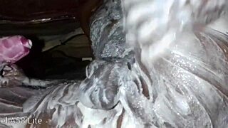 lonely african dude lotions his monster cock and ass solo