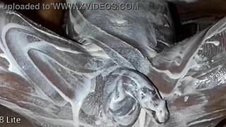 lonely african dude lotions his monster cock and ass solo