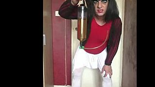SISSY CROSSDRESSER BEGS: FILL MY PISS TUBE SO I CAN SWALLOW EVERY DROP!
