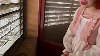 Hot maid moans loud fucking me outdoors quickie