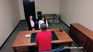 Threeway Busty Vice Principal Latina Secretary Office Hidden Cam Fuck