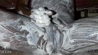 lonely african dude lotions his monster cock and ass solo