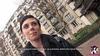 short haired brunette slut gets her holes destroyed in wild gangbang frenzy