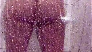 i entered the shower for a bath and pleasured myself as a latina milf with huge tits big ass and boobs in solo assplay