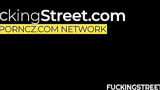 charming czech streetside handjob turns hardcore outdoor orgasm