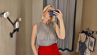 transparent try-on haul exposes tits at mall spy cam!