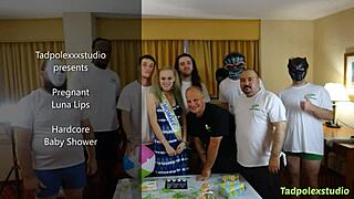 Luna Lips' Pregnant Pussy Gangbanged by Hung Cocks Doggystyle