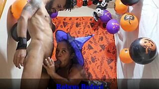 i couldn't resist fucking that lil halloween witch latina's ass in see-through red